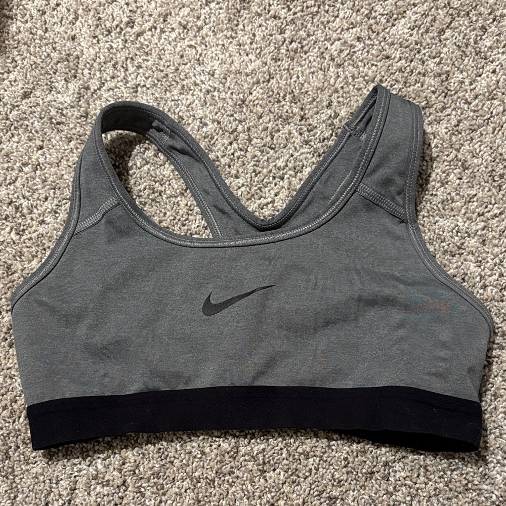 Nike Women's Charcoal and Black Sports Bra